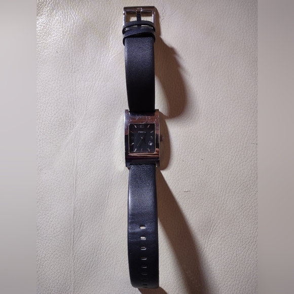 Fossil Other - Fossil Watch, Black Leather, Stainless Steel, Water Resistant